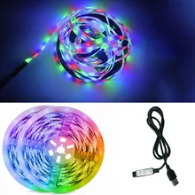 

LED Strip Lights RGB 2835 Flexible Lamp Tape Diode USB Cable 3Key Control DC5V 1M 2M 3M 4M 5M Desk Screen TV Background Lighting