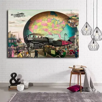 

Map Locomotive Canvas Table