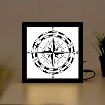 

Compass Handcrafted Wooden Light Box Sign for Home, Restaurant, Coffee Shop Business Signage
