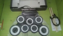 Juego de tambor electrónico portátil, USB Digital, 7 almohadillas enrolladas, Kit de almohadilla de tambor eléctrico de silicona con baquetas, Pedal de pie