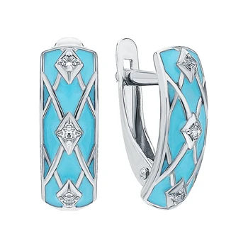 

Silver earrings with enamel and cubic zirconium sunlight sample 925