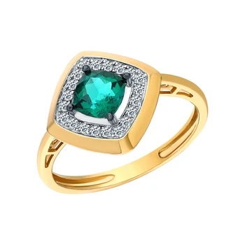 

Gold ring with emeralds and diamonds sunlight sample 585