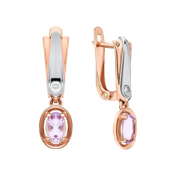 

Gold earrings with amethyst and cubic zirconia sunlight sample 585