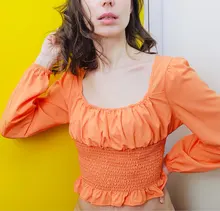 Short Blouses Womens Tops Long-Sleeve Vintage Square-Collar Casual Simple New Bow Solid