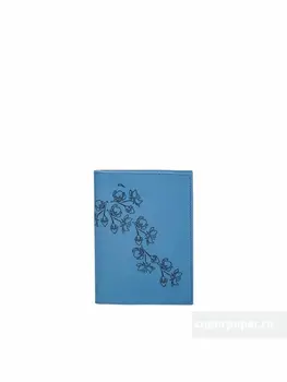 

ASKENT обложка для паспорта 100% натуральная с оригинальным тиснением кожа O 31-1 SH-CRN васильковый цвет