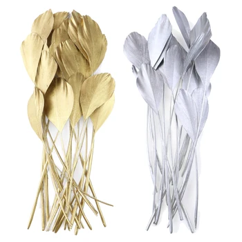 

50pcs Spray Gold and Silver Goose Feather DIY Jewelry Crafts Plumes 15-20CM/6-8 inch Decorative Feathers Party Accessories