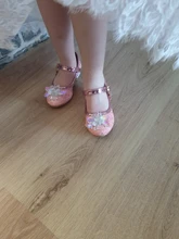 Disney Frozen-zapatos de princesa Elsa para niñas, Sandalias de tacón alto informales con purpurina de cristal de cuero, color rosa, azul y plateado