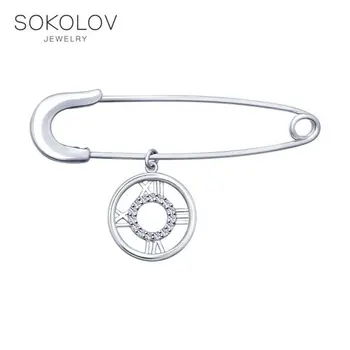 

Brooch SOKOLOV from silver with cubic zirkonia, fashion jewelry, 925, women's/men's, male/female, women's male