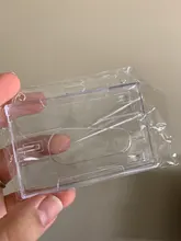 XRHYY-10 soportes de tarjeta de identificación de alta resistencia, plástico duro, soporte claro Horizontal y Vertical con ranuras para pulgar, tarjetero de identificación de 2 a 3