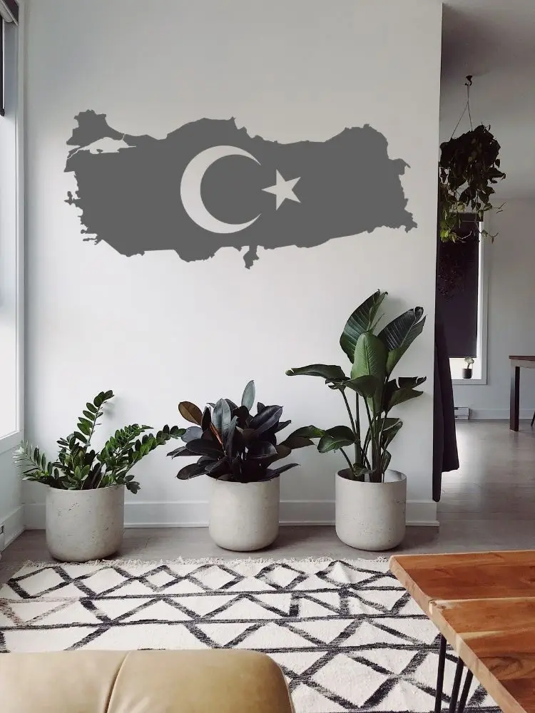 Turkey Flag Map Wall Art Decal Flag Vinyl Sticker Home And School Decoration Removable A003209