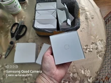 Minitiger-Interruptor táctil para luz de pared, estándar europeo, de lujo, de cristal blanco, 1 entrada y 1 vía