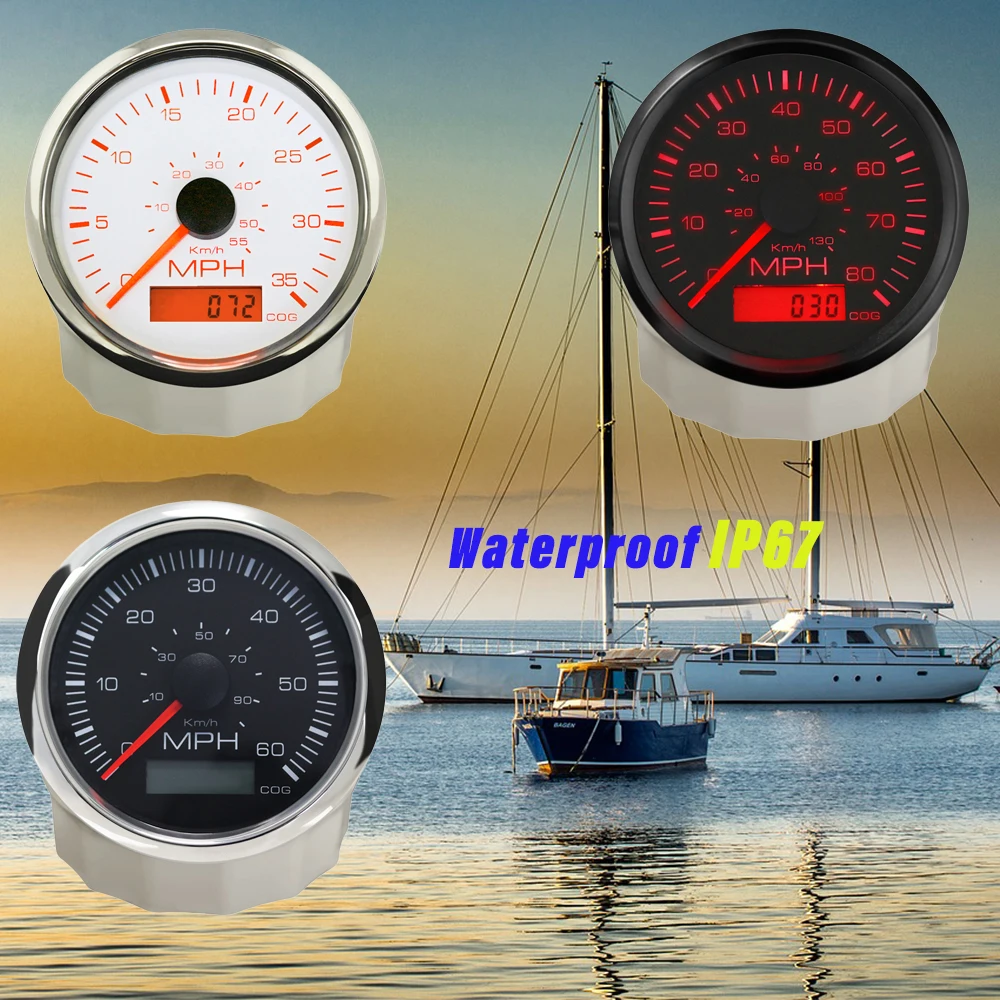 RHAXEL Universal Boot MPH GPS Tacho Speedo 85mm 80MPH 12V 24V Mit 2