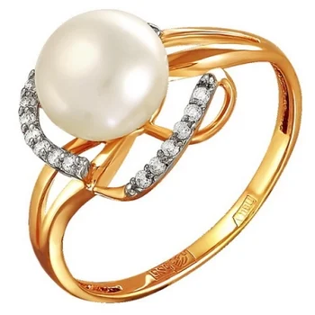 

Примаэксклюзив ring with pearls and cubic zirconia in red gold