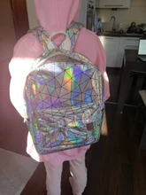 Yogodlns-mochila holográfica geométrica para hombre y mujer, morral de viaje de PVC, bandolera Laser, escolar, informal