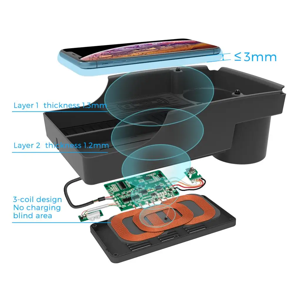 Для Tesla модель S X мобильный телефон Беспроводная зарядная подставка Док-станция центральная консоль коробка для хранения с подстаканником зарядное устройство для iPhone Samsun