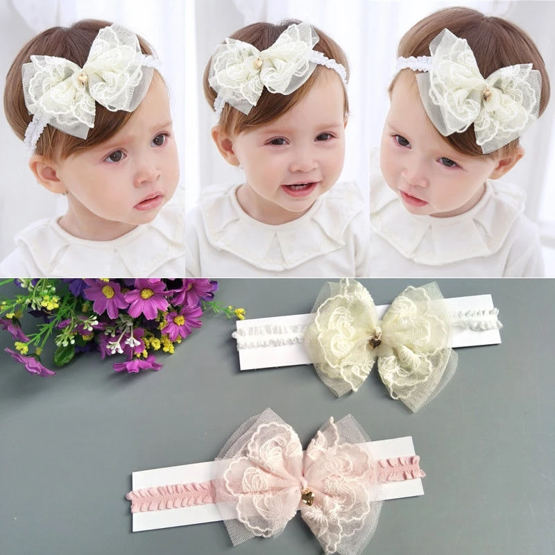 

Baby Hair Accessories Toddler Cute Girl Kids Bow Turban Headband Floral Headwear Lace Bowknot Girls Ruched Pleated Hairband