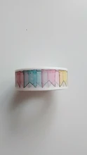 Washi-Cinta adhesiva con diseño de bandera de colores Kawaii, cinta decorativa para Scrapbooking, bricolaje, oficina, 15mm x 10m, 1 Uds.
