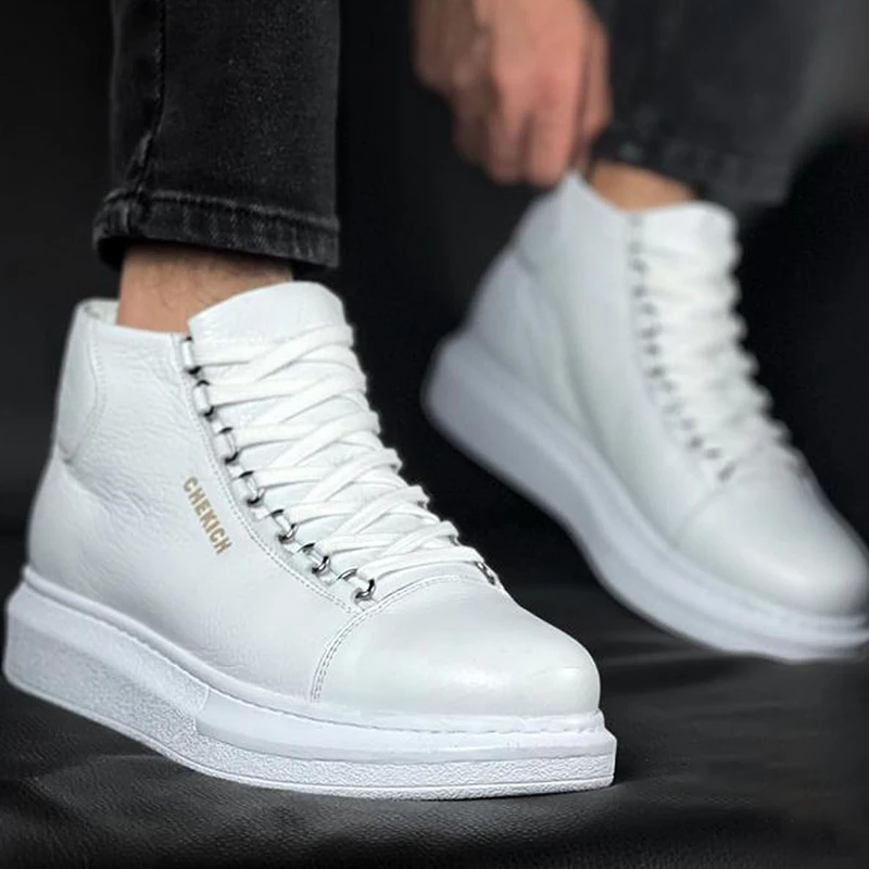 

Chekich Sneakers Men Shoes White Casual Lace Up Genuine Leather Odorless Hiking Sport Walking Running Shoes Original Vulcanized Breathable Lightweight Tennis Shoes Zapatillas Hombre Comfortable Footwear GLCH258