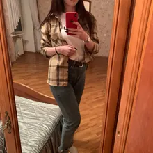 Plaid Shirts Outwear Spring Womens Blouses Checked-Tops Long-Sleeve Loose Female Autumn