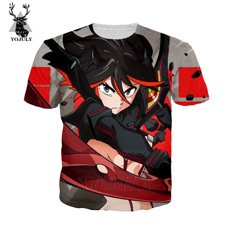 3d принт, модная футболка с аниме Kill La Kill, Matoi Ryuuko off white, мужские футболки в стиле хип-хоп, с круглым вырезом, короткий рукав, уличная одежда, A484