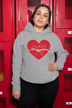 

Angemiel Wear Kiss Gray Women 'S Hooded Sweatshirt