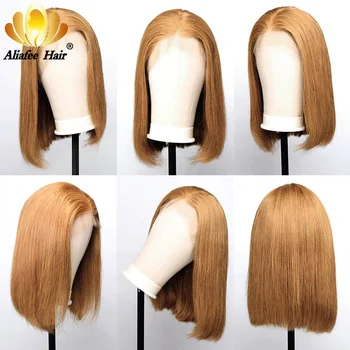 

Aliafee Straight Short Bob Wig 27 Color 13*4 Lace Front Human Hair Wigs Peruvian Remy Hair 150% Gluelesss Pre-Plucked Wigs