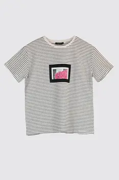 

Trendyol Printed Striped Semifitted Knitted T-Shirt TWOSS20TS1167