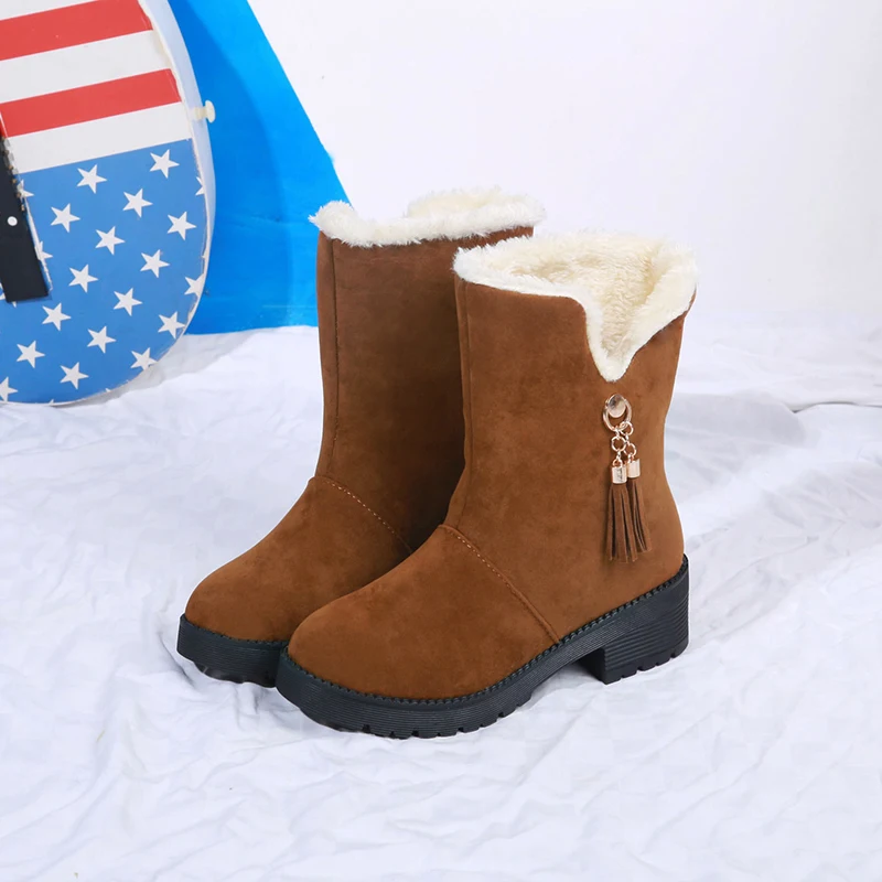 

2019 Winter New Korean Style Of Snow Boots Women's Shoes Short Tube Plus Velvet Warm Thick-soled Women's Cotton Shoes Size 35-40