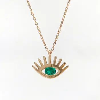 

Green Eye Ra Silver Trend Necklace