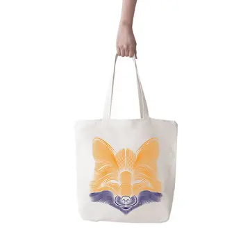 

Angemiel Bag Large Orange Blue Linear Fox Picture Shopping Beach Tote Bag