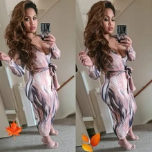 Dulzura-vestido midi de manga larga con tinte dibujo tie para mujer, vestido bandage sexy ajustado, ropa de otoño e invierno para fiesta y cena, 2020
