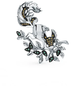 

Silver brooch with cubic zirconia sunlight sample 925 test