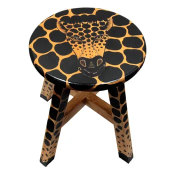 

Stool exclusive hand work with giraffe D-30 cm h-40cm wood painting