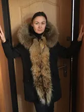 BLUENESSFAIR-Chaqueta larga impermeable de invierno para mujer, abrigo de piel de zorro y mapache Natural, ropa de calle extraíble, 2020