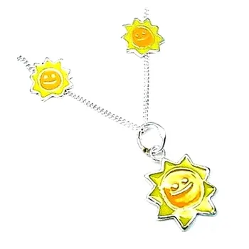 

Set 925 sterling silver mm earrings sun pendant enameled [AB0575]