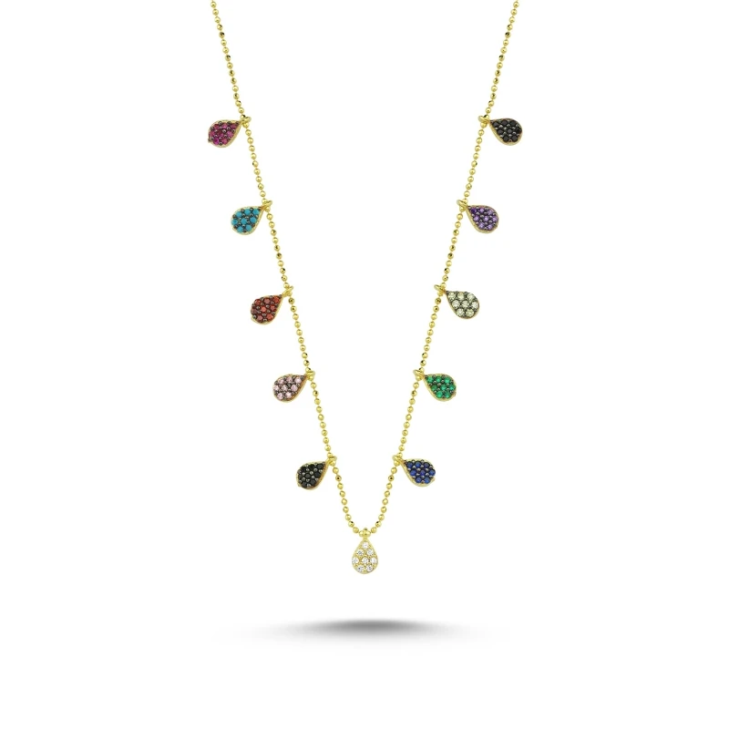 KUTAYDAN Zircon Mix Gemstone Dangle Pendant 925 Sterling Silver