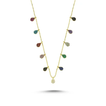 

KUTAYDAN Zircon Mix Gemstone Dangle Pendant 925 Sterling Silver