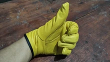 QIANGLEAF-guantes de protección para hombre, de cuero de vaca, amarillo, ultrafinos, de seguridad, para el trabajo, venta al por mayor, 527NP, Envío Gratis