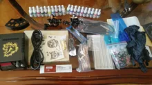 Kit de máquinas de tatuaje, pistola con fuente de alimentación de tinta, agarres para tatuaje, herramientas de arte corporal, conjunto completo de tatuaje, suministros de accesorios