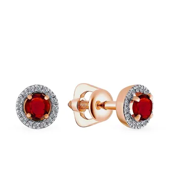 

Gold earrings with rubies and diamonds sunlight sample 585