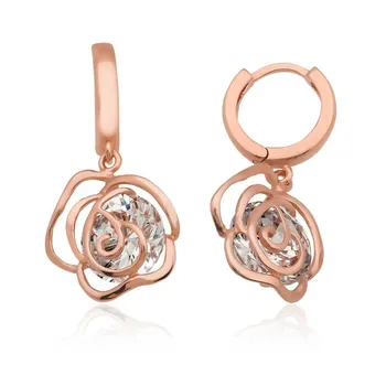 

Teleplus Silver Dangle Rose Earrings