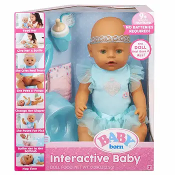 

Baby born interactive doll, green eyes