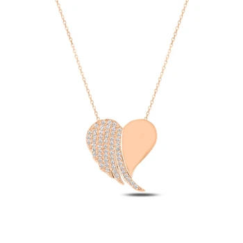 

KUTAYDAN Zircon Heart & Wing Pendant 925 Sterling Silver