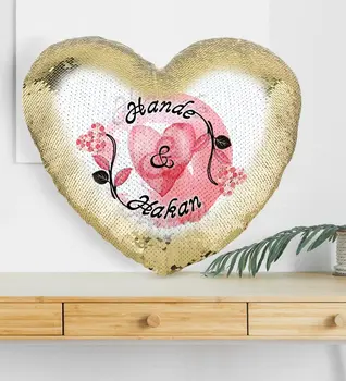 

Personalized Valentine's Day Gold Glitter Magic Heart Pillow-7