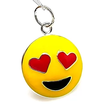 

Pendant 925 sterling silver m 22mm. Emoticon in love with glazed [AA8201]