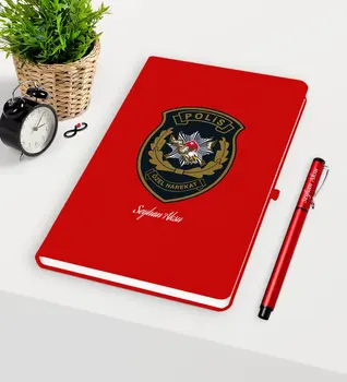 

Personalized Police Special Harekat Themed Red Notebook Pen Set