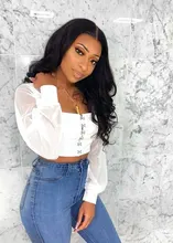 Yomagic-pelucas con onda de encaje frontal para mujer, cabello sintético de Color negro, sin pegamento, con línea de pelo Natural