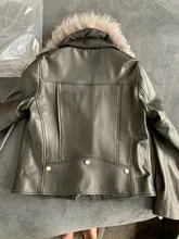 Biker Jacket Coat Motorcycle Sheep-Leather Real-Sheepskin Women Rivet Spring Fashion