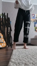 QWEEK-pantalones de pierna ancha estilo Punk Hippie para mujer, ropa de calle Harajuku gótico, estilo de calle de Anime, estampado gótico negro, Hip Hop