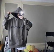 Sudadera con capucha para hombre y mujer, con estampado de letras reflectantes, bordada, de algodón, 100%